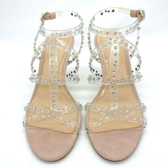 Vince Camuto Womens Imagine  Rhinestone Leather Open Toe Heels Sandals - Picture 3 of 14